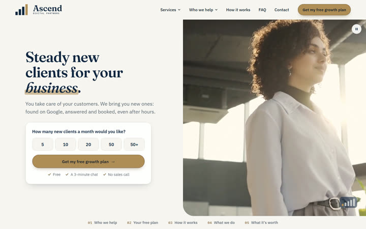 Home page of the Ascend Digital Partners preview