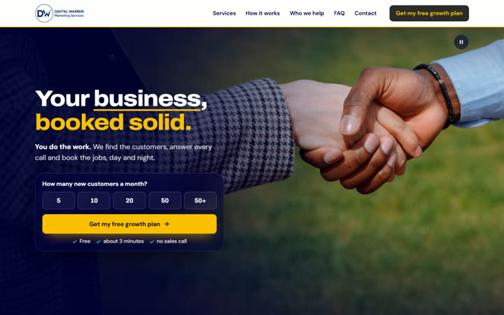 Home page of the Digital Warren preview