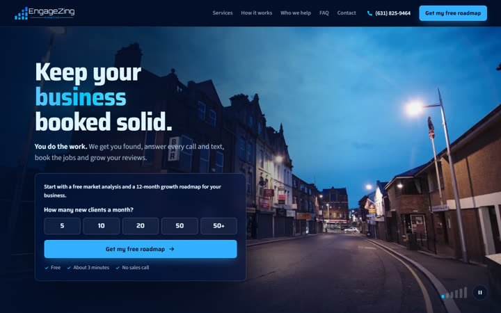 Home page of the EngageZing preview