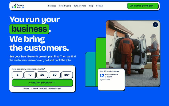 Home page of the Growth Shift AI preview