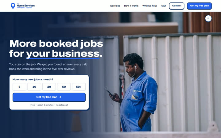 Home page of the The Home Services Marketing Agency preview