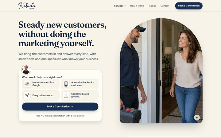 Home page of the Kadushin Group preview