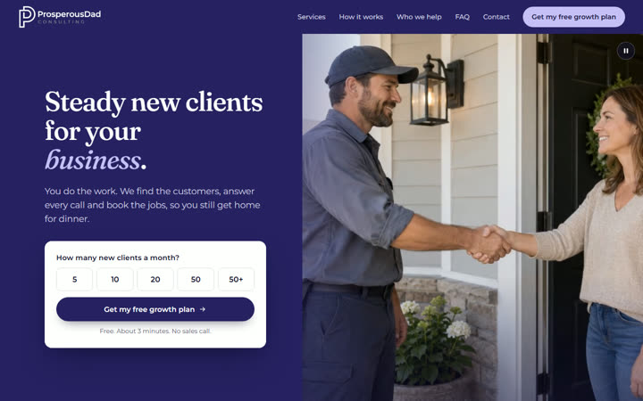 Home page of the Prosperous Dad Consulting preview