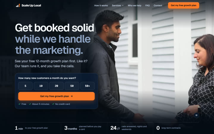Home page of the ScaleUpLocal preview