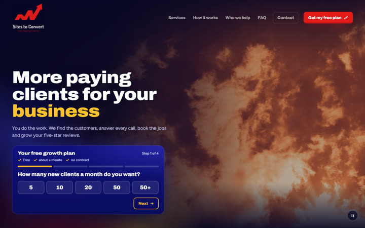 Home page of the SitesToConvert.com preview