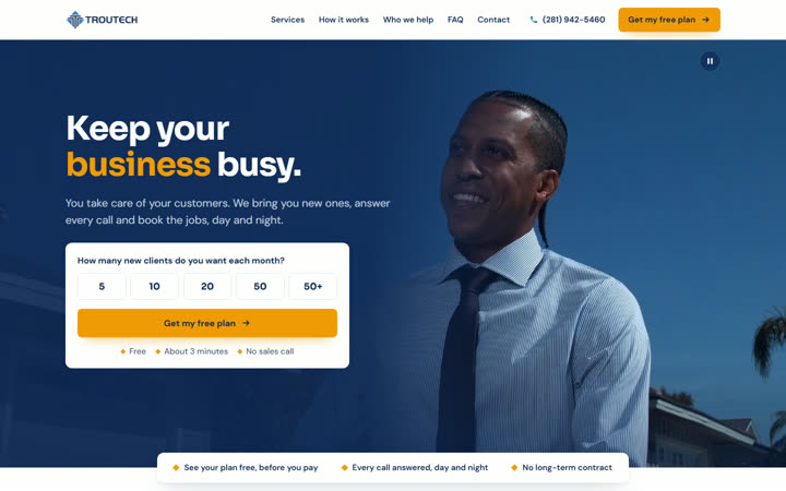 Home page of the TROUTECH preview